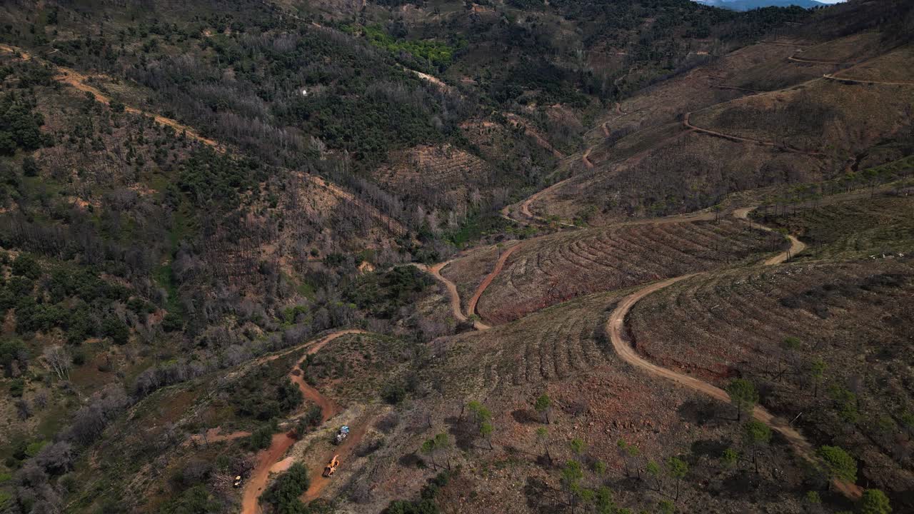 industria de la deforestación en las montañas de españa, vista aérea