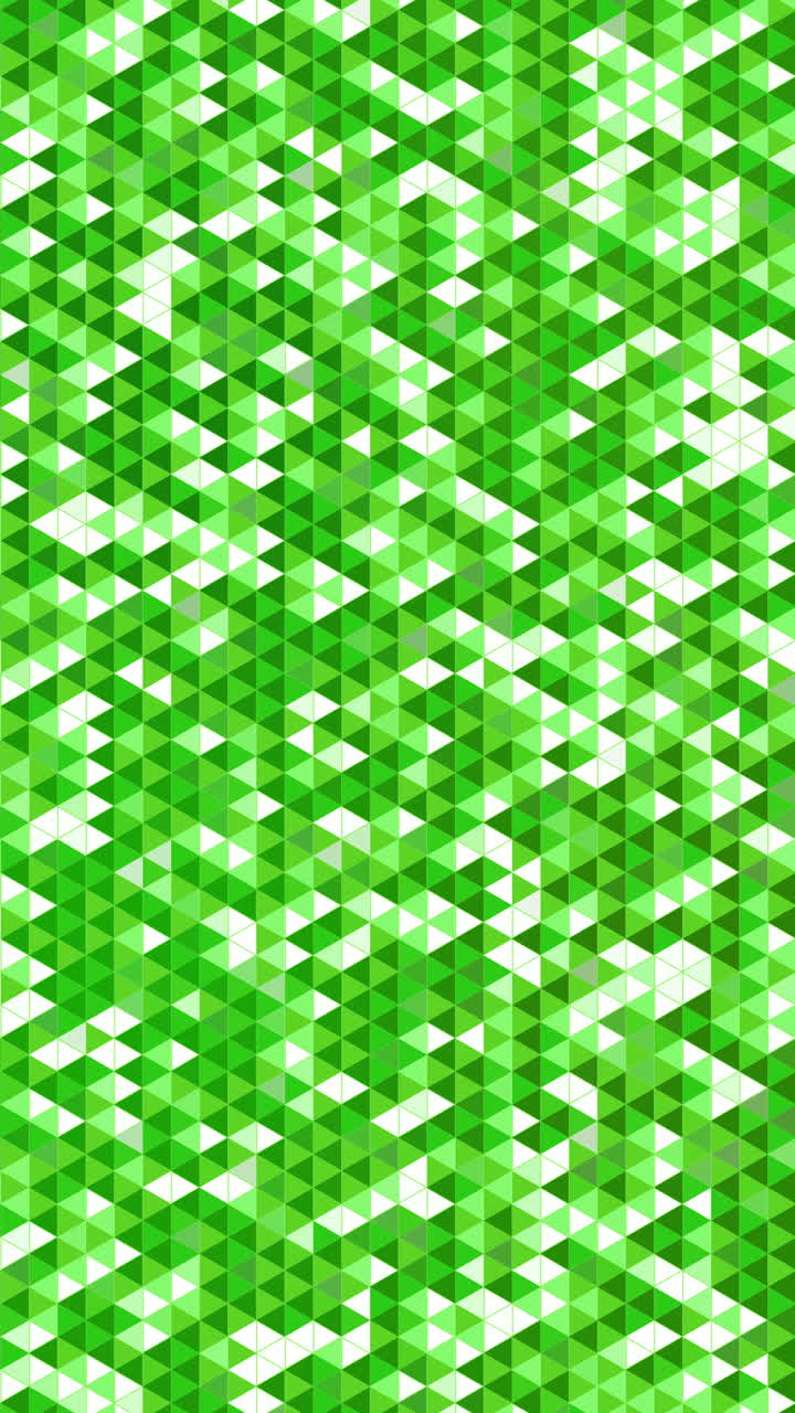 Abstract geometry triangle green mosaic texture background pattern. Looped motion graphic. Vertical video.