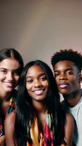 three diverse friends smiling