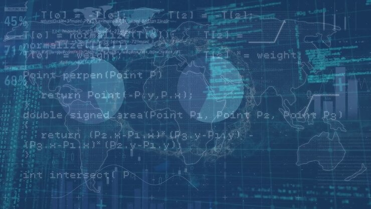 Animation of data processing over world map