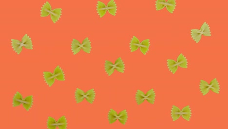 stop motion animated pasta farfalle on green screen background. top view close up food backdrop