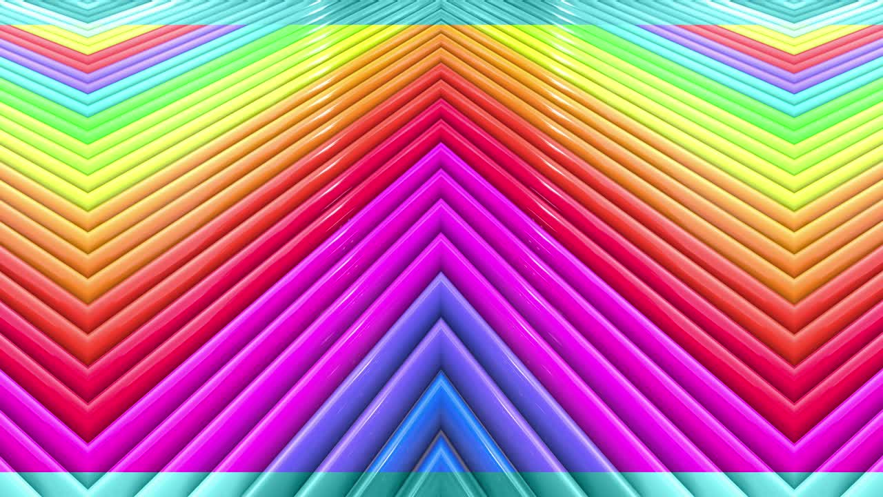 fondo brillante sin costuras en 3d abstracto en 4k con cintas de arco iris. rayas multicolores de arcoiris se mueven cíclicamente en geometría simple estilo creativo de dibujos animados. animación suave en bucle. 39