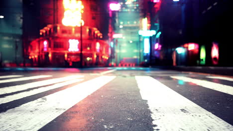 vibrant city street at night