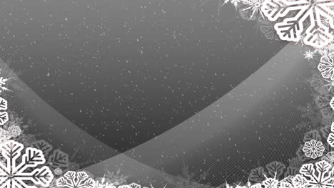 animación de la decoración de navidad con nieve cayendo en gris