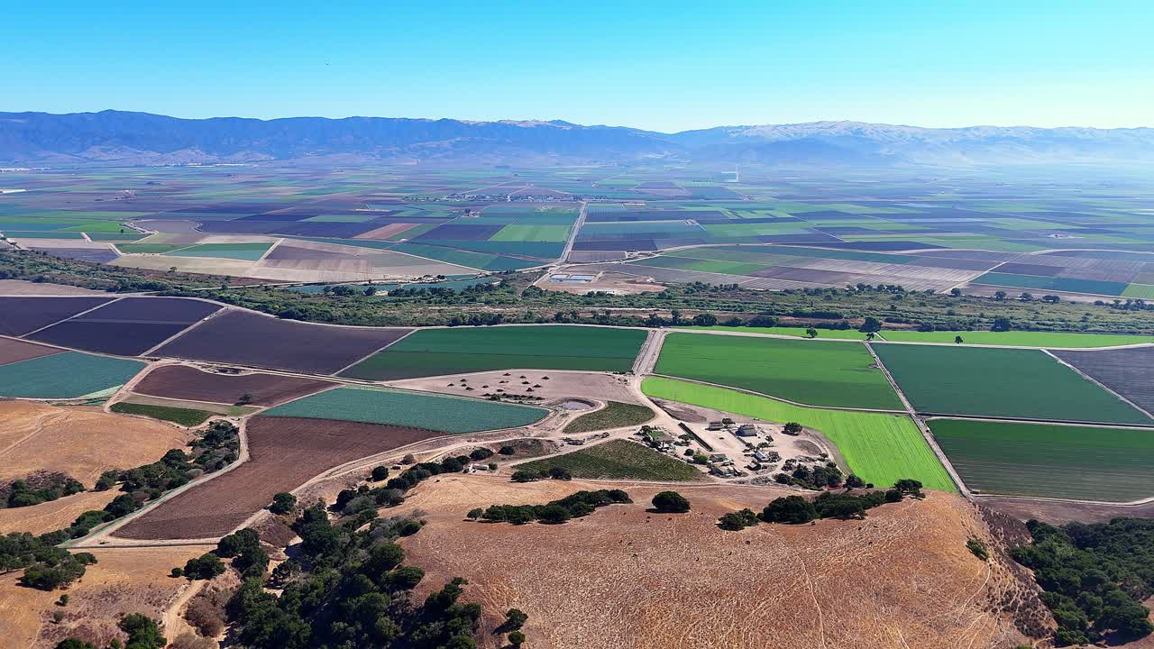 Colorful Agricultural Fields in Salinas Valley with Patchwork Farmland Layout, California, USA
