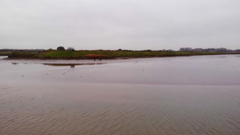 Aerial-Flying-Over-Flood-Plain-Beside-Noord-In-Ridderkerk