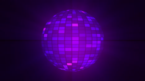A-big-disco-ball,-rotating,-casting-an-intense-glowing-light,-changing-its-color-hue-at-regular-intervals