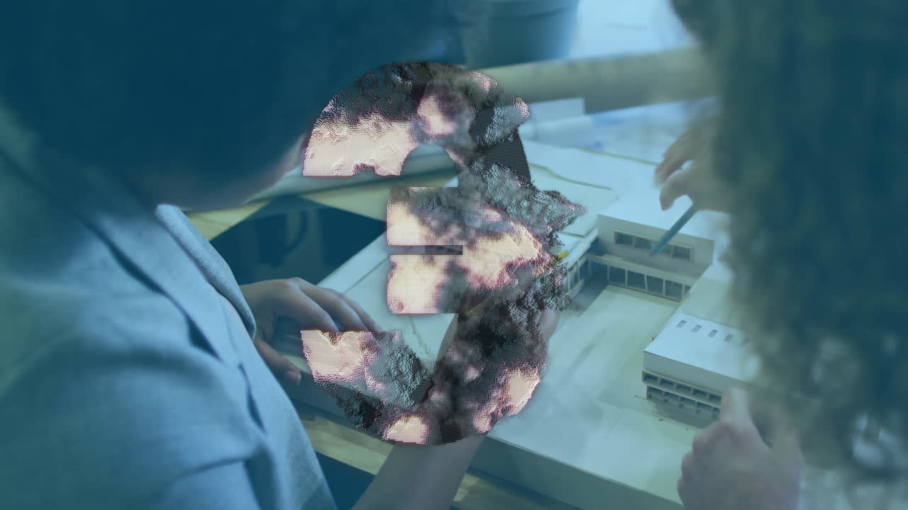 Number three animation over people working on architectural model