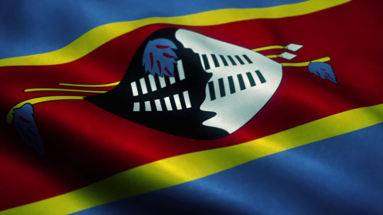 bandera del reino de eswatini ondeando en el viento. bandera nacional del reino de eswatini. signo del reino de iswatini animación de bucle sin costuras. 4k