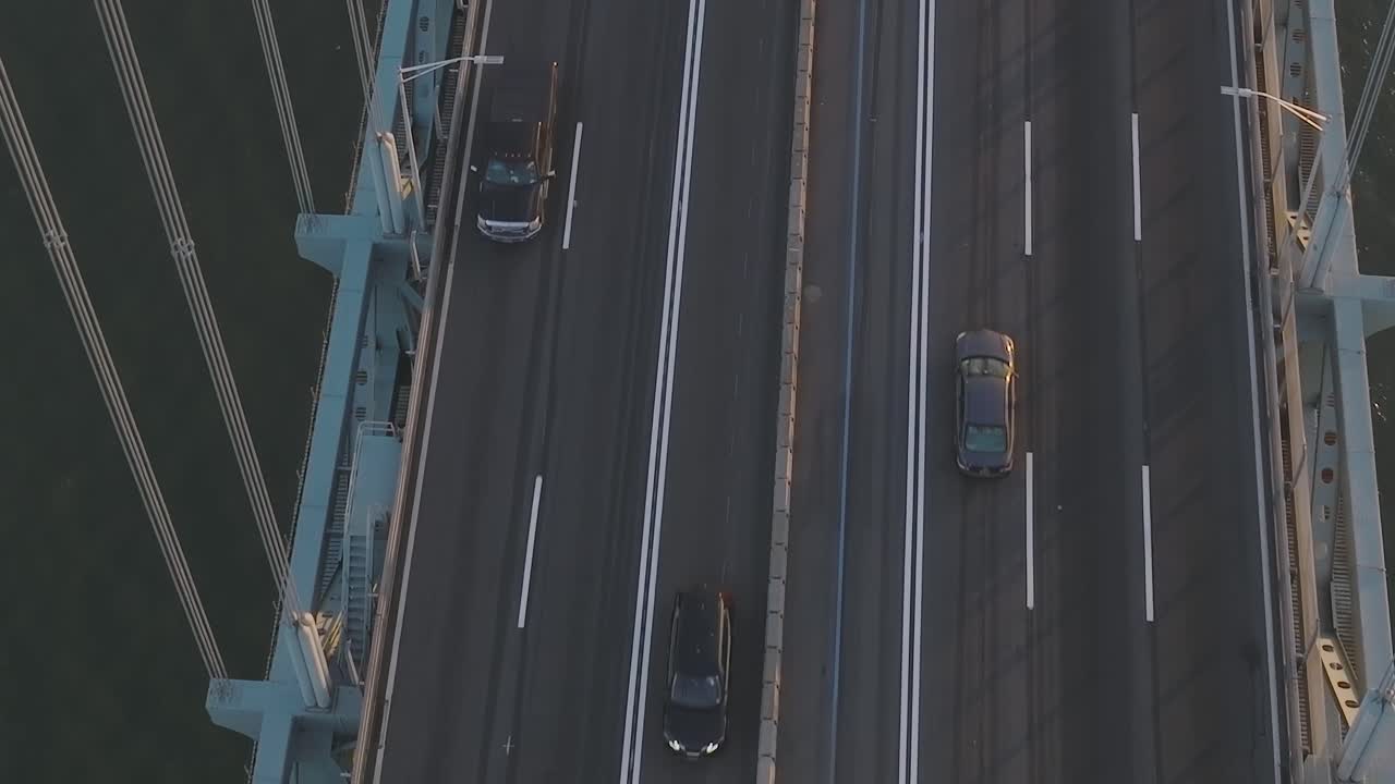 Aerial view of bridge traffic