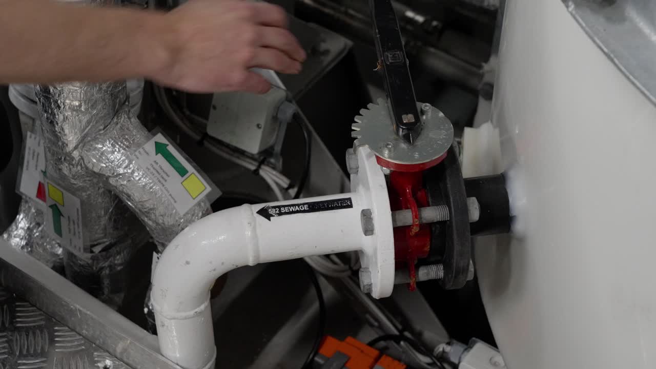 선장, 폐수 크의 브를 닫으십시오, 바다로 배출하는 것은 금지되어 있습니다.