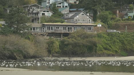 view of a house by the beach during a cold winter day in oregon, usa