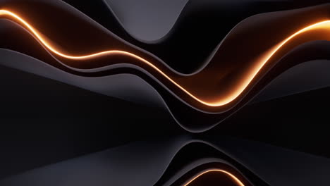 dark curve geometry and glowing lines, 3d rendering.