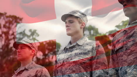 animación de la bandera de suiza sobre los soldados