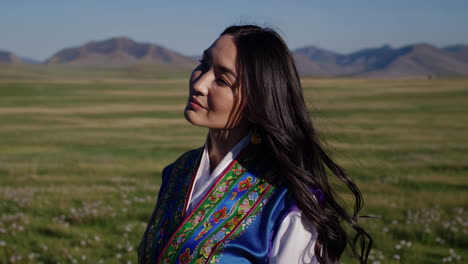 woman in traditional mongolian dress