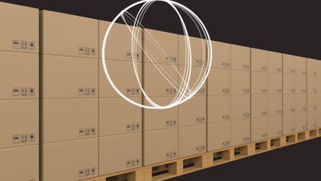 animación del escaneo del alcance sobre cajas de cartón que se mueven en cinta transportadora