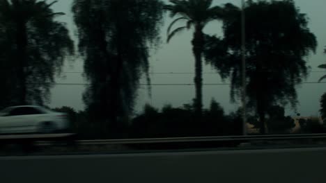 vista de la carretera con árboles borrosos