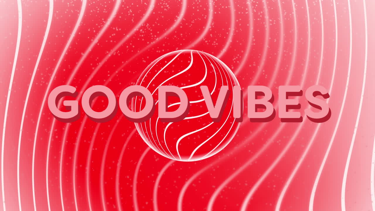 ⁇ 은 배경에 구와 곡선 평행선을 가진  ⁇ 색 텍스트의 좋은 진동의 애니메이션