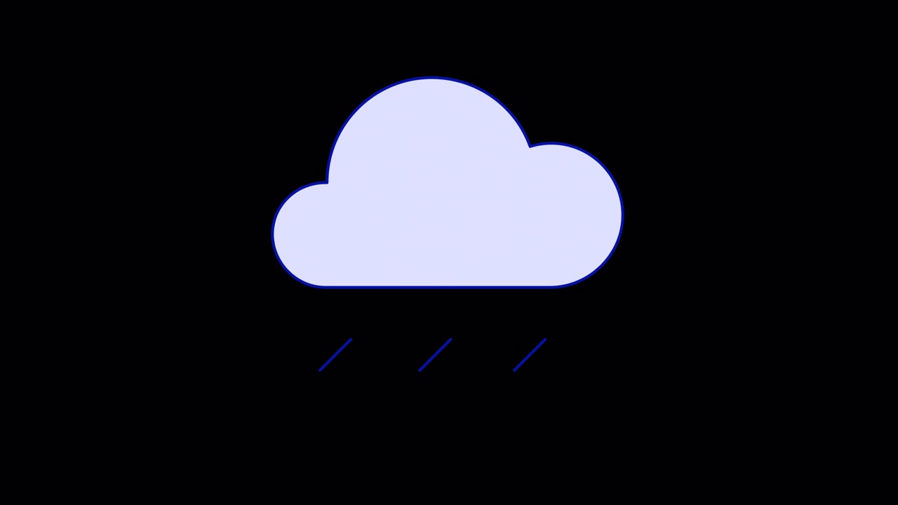 Animated Rain Cloud Weather Icon on Black Background