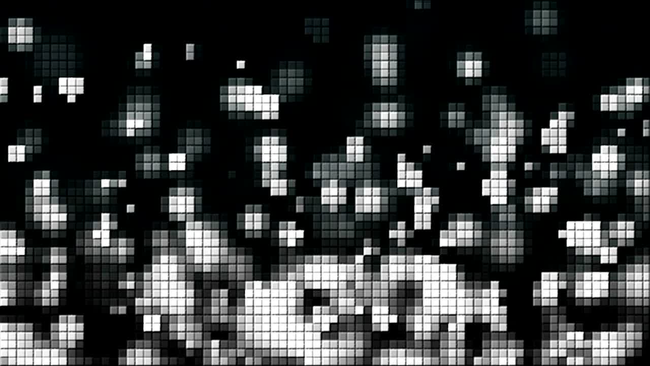 실버 상승 거품과 사각형 조각으로 모자이크, 컴퓨터 생성 배경, 3d 렌더링