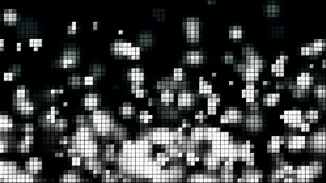 mosaico con burbujas plateadas y piezas cuadradas, fondo generado por computadora, renderización 3d