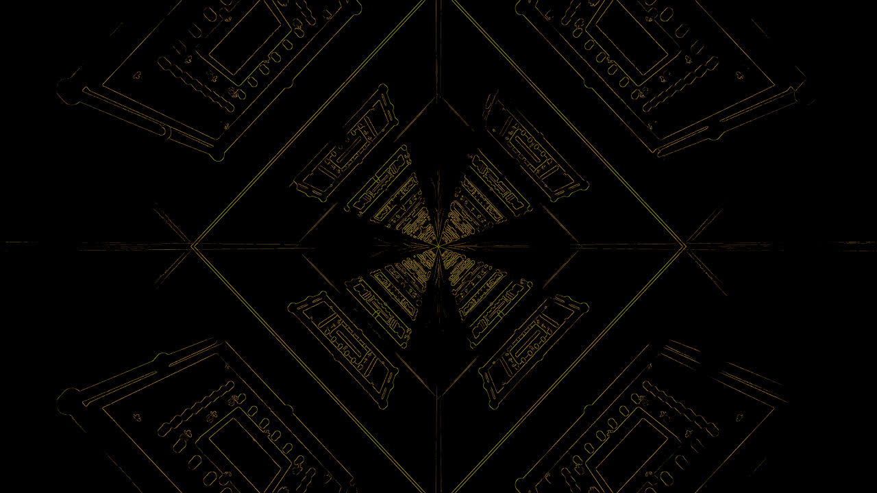 This video features a seamless looping tunnel visual, showcasing complex shapes and patterns that create a captivating experience. Perfect as a dynamic screensaver or background display