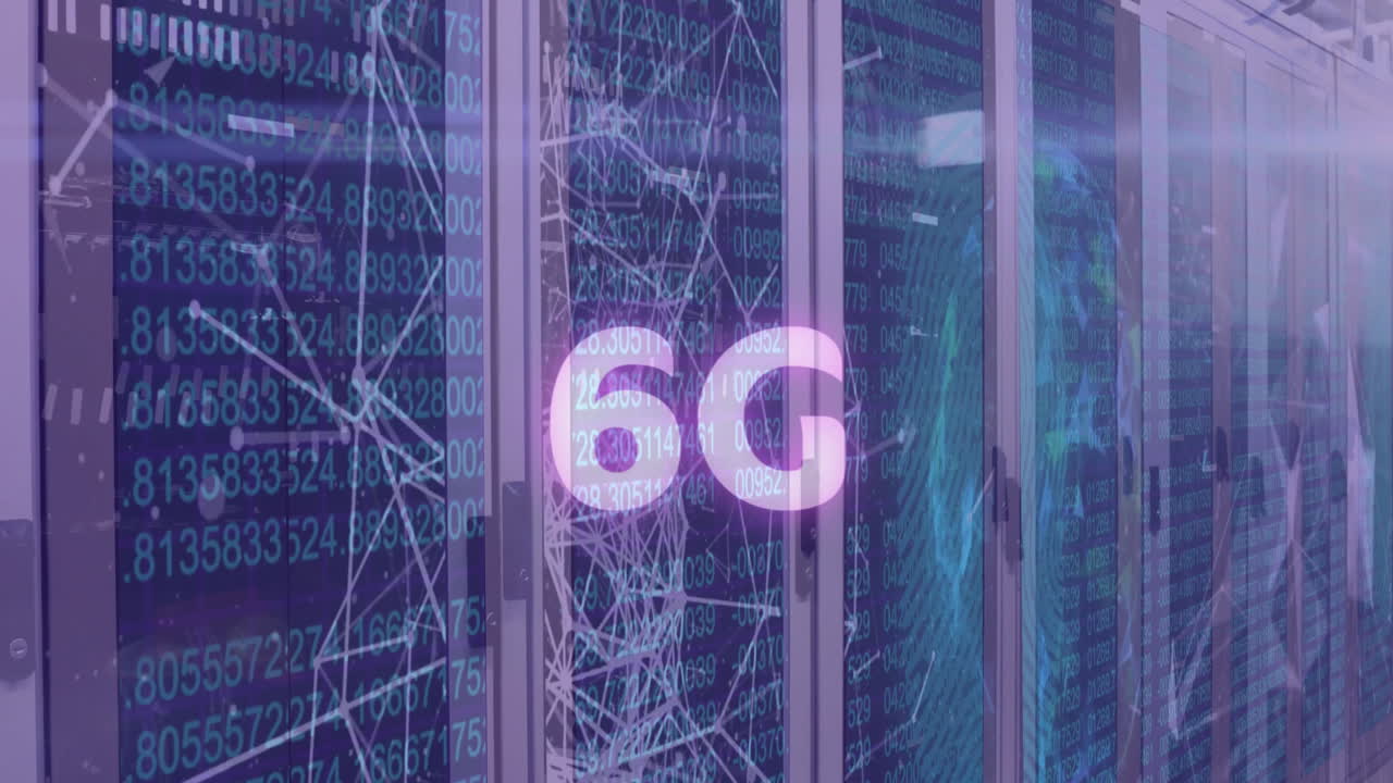 animación de texto y procesamiento de datos de 6g a través de servidores informáticos