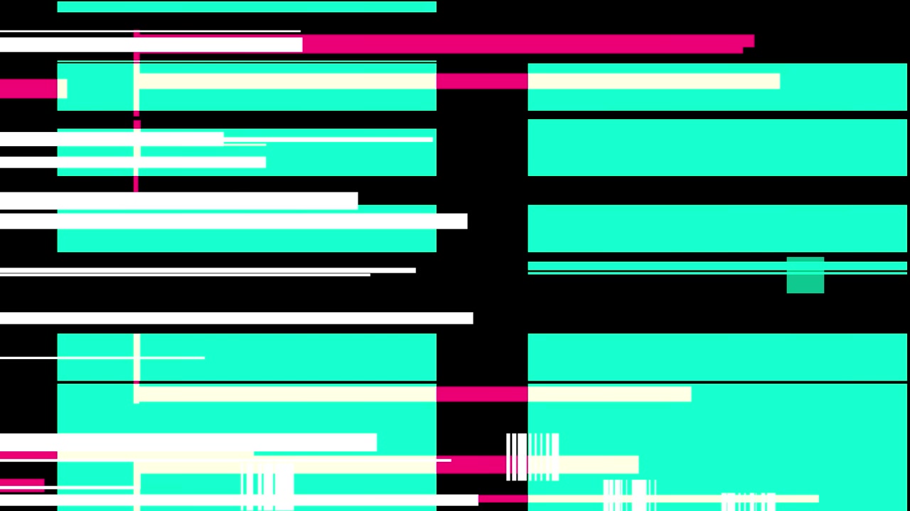 Efecto glitch digital abstracto con barras cian y magenta