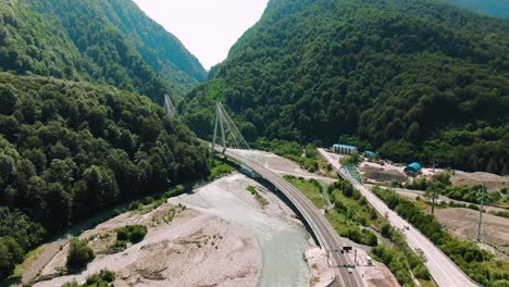 mountain valley bridge and road