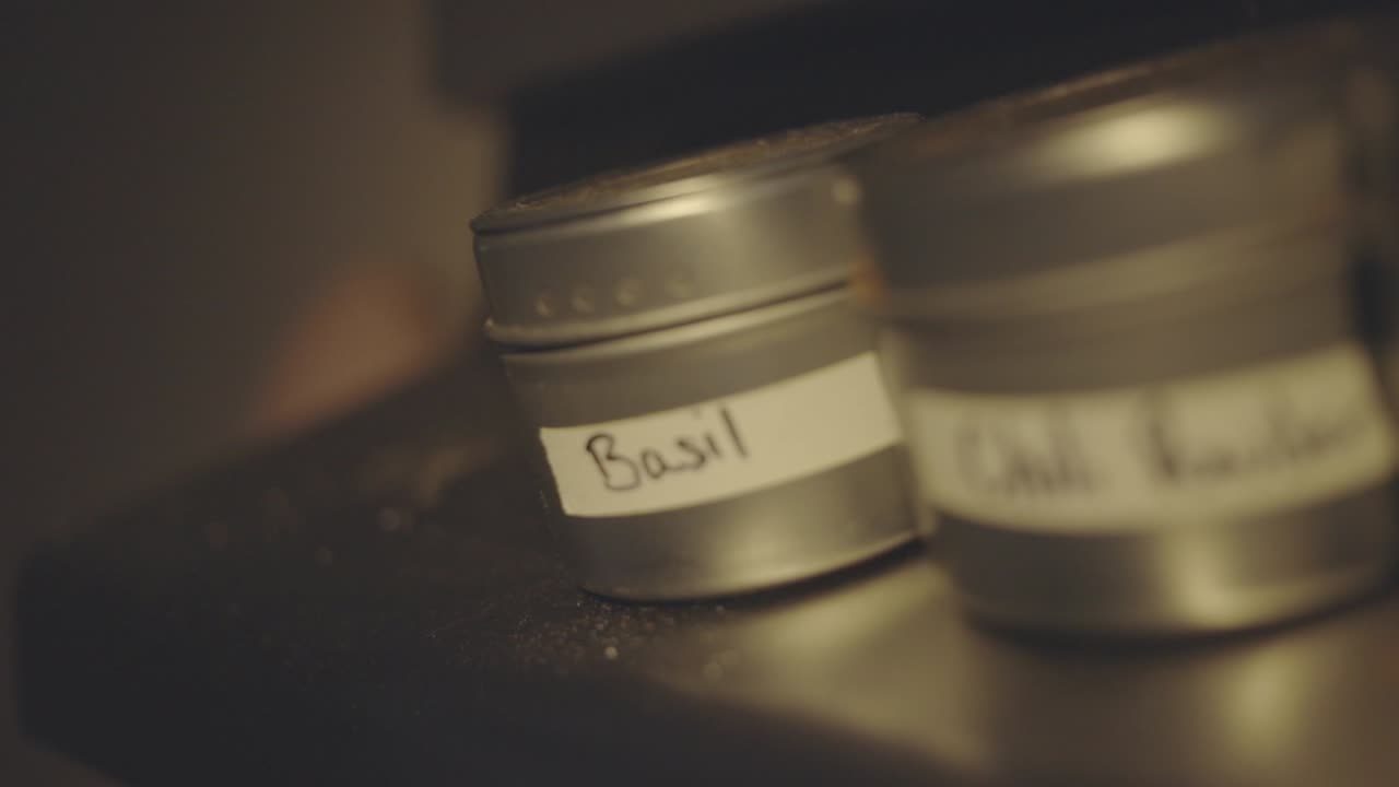 Spices in small individual containers, ready for use - close up