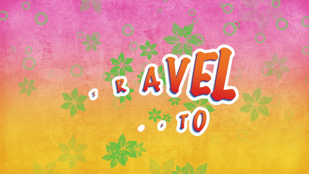 tiempo para viajar con flores voladoras y brillos en textura degradada