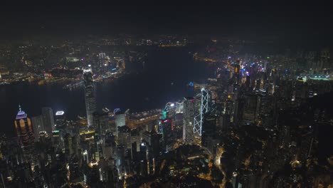 night illumination hong kong city famous bay aerial panorama 4k china