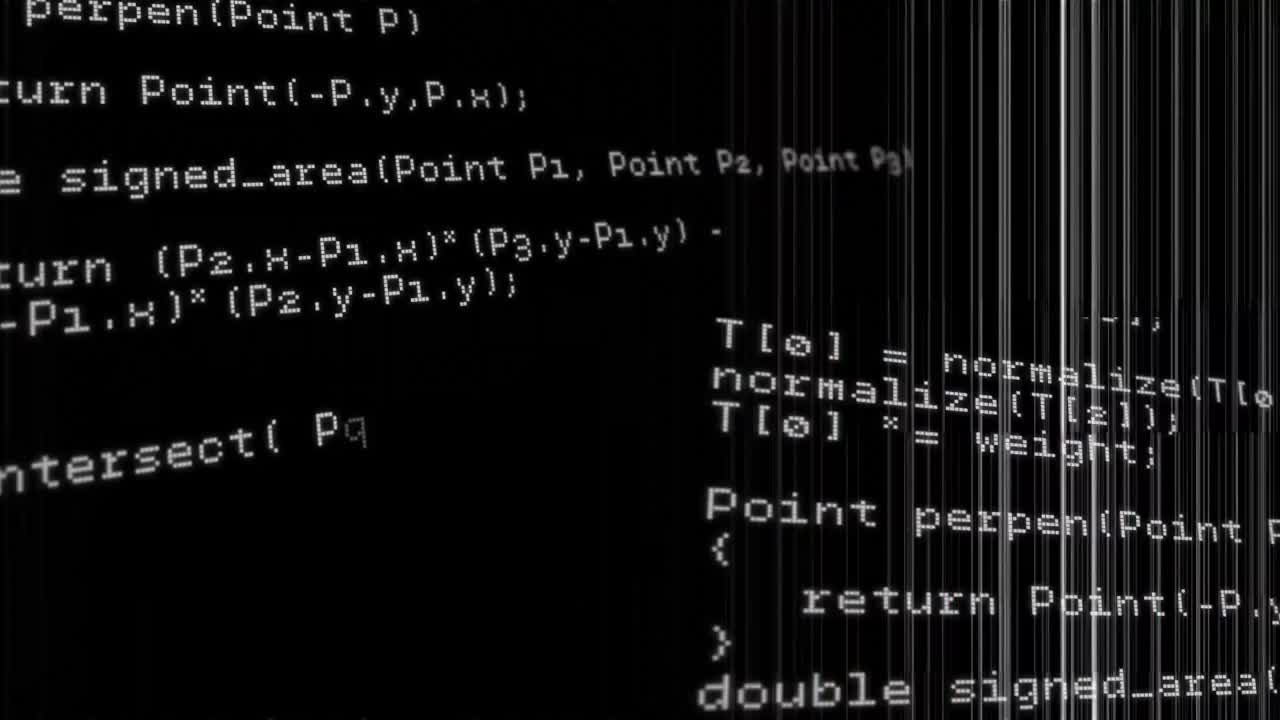Animation of data processing on black background