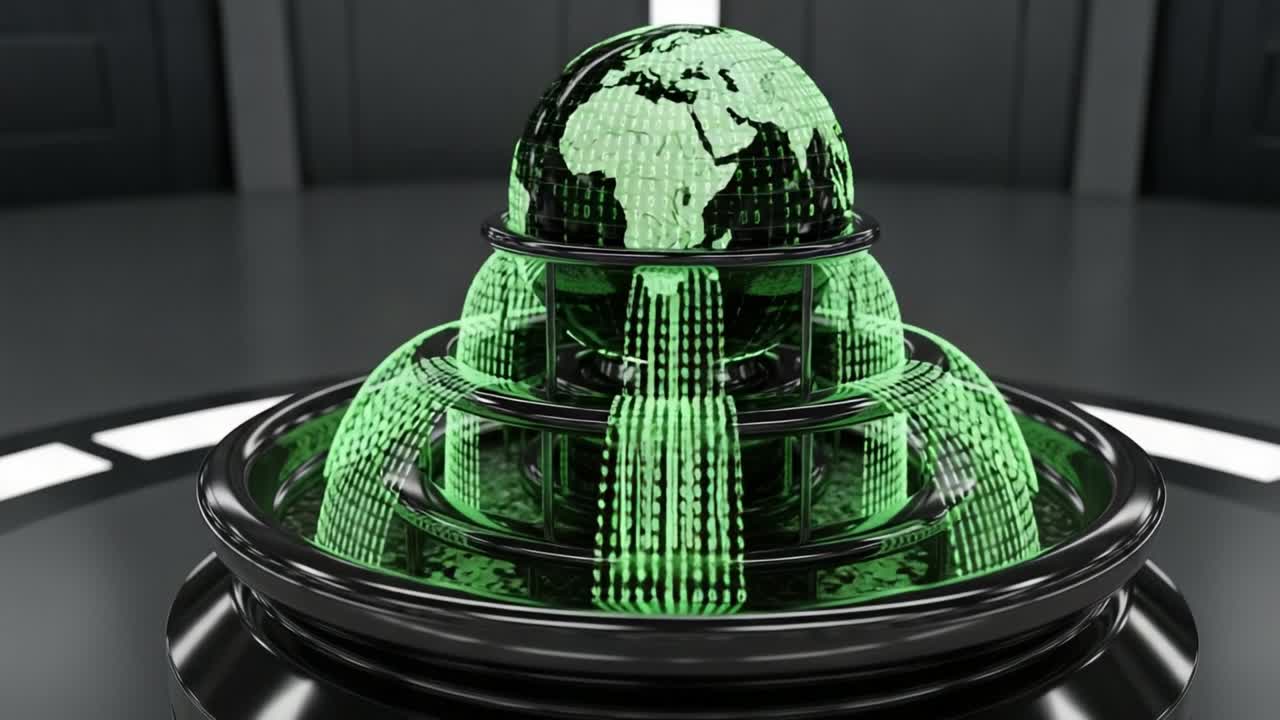 Exploring the Fusion of Technology and Nature: A Digital Representation of Earth Encased in Green Binary Code with a Futuristic Design