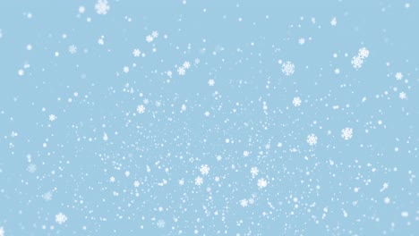 Animation-Von-Schnee,-Der-Auf-Hellblauen-Hintergrund-Fällt
