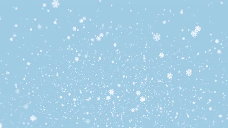 animation of snow falling on light blue background