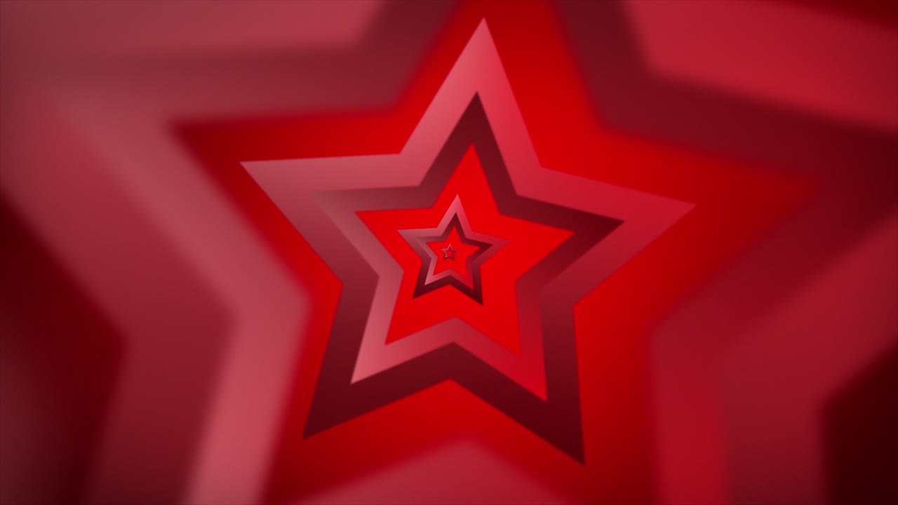 Rotating spinning 3D star abstract shape generates neon tunnel illusion on a dark gradient background motion graphics twirling vivid visual effects and a dynamic pattern backdrop colours red maroon