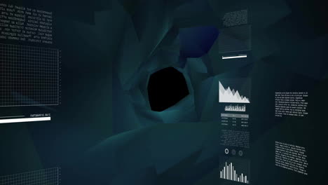 animation of digital data processing over globe on dark background