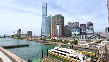 construction and boats along hong kong waterfront