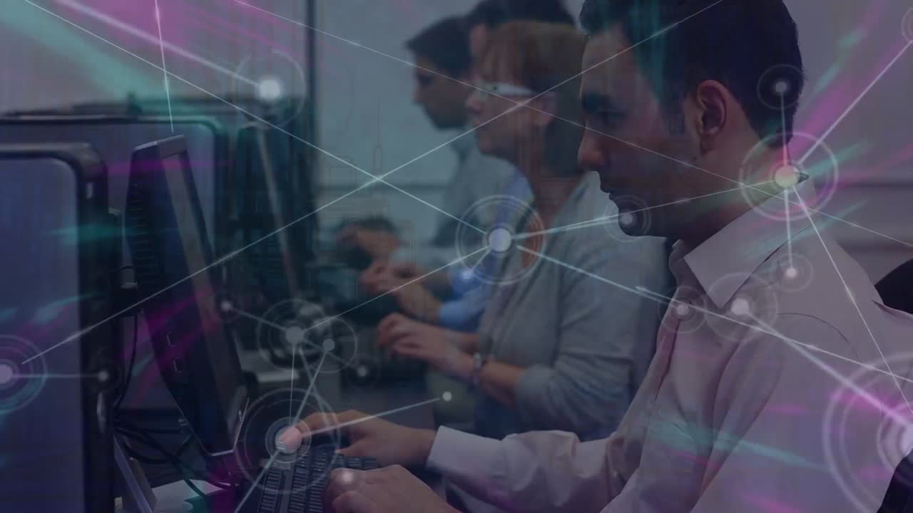 animación de una red de conexiones entre diversos grupos de empresarios