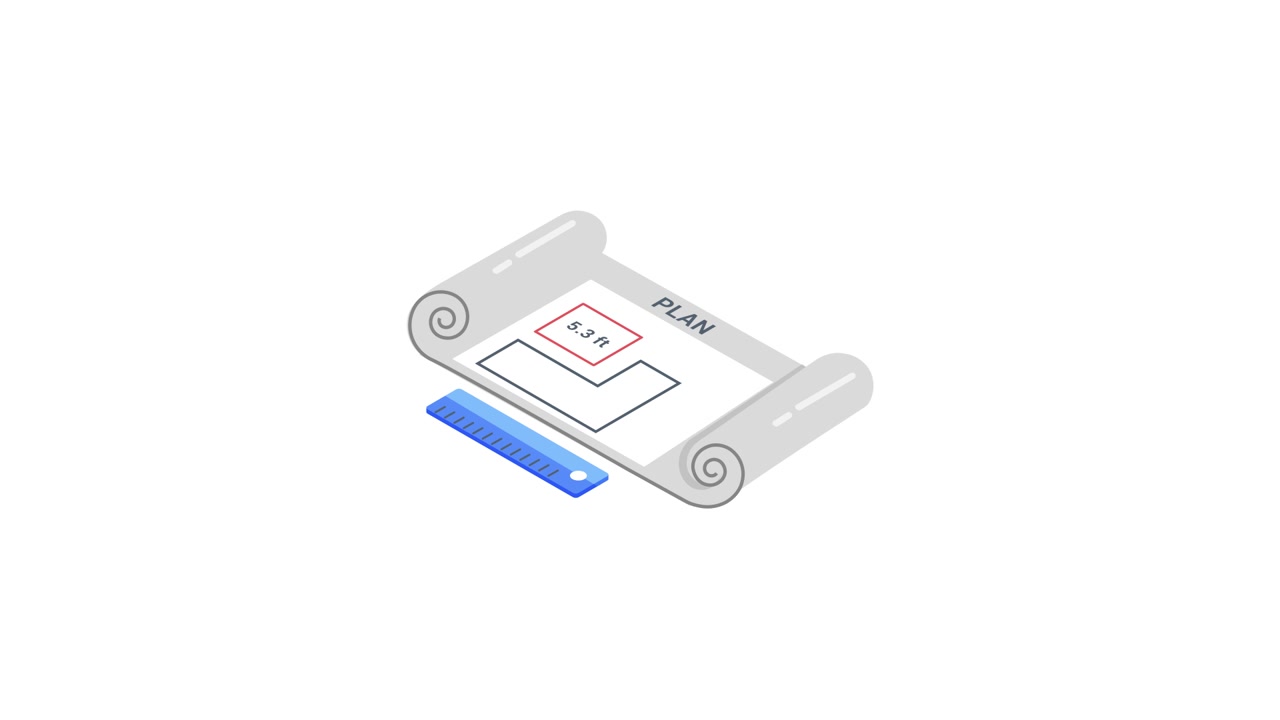 Animated Architectural Blueprint Unrolling with Measurement Tool