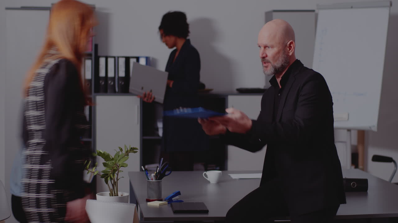 Office scene with diverse employees