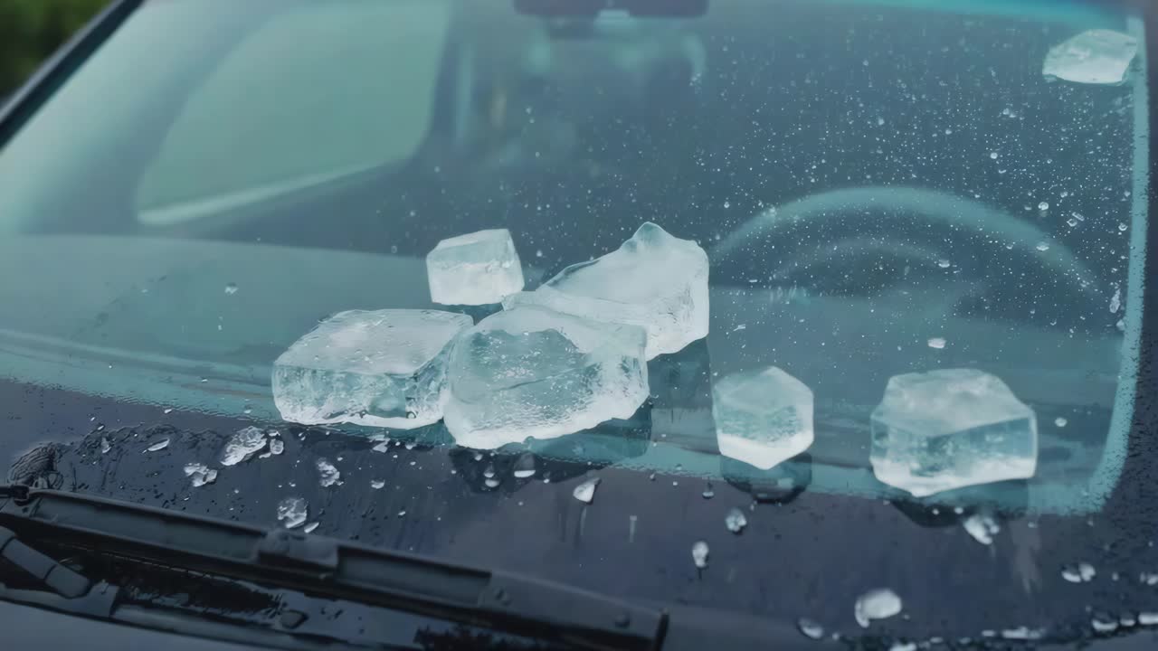Ice on a Car Windshield