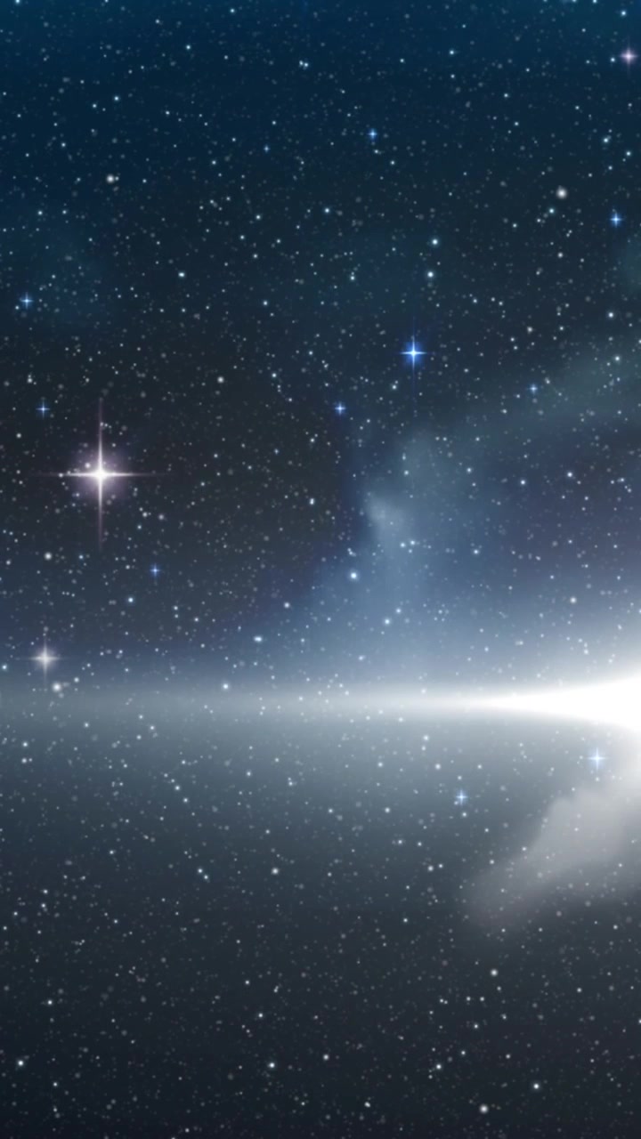 Animazione di scia luminosa e stelle che si muovono nel cielo