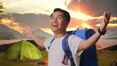 happy camper at sunrise