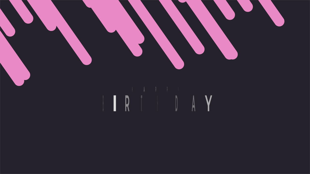 Happy Birthday with pink stripes on black gradient