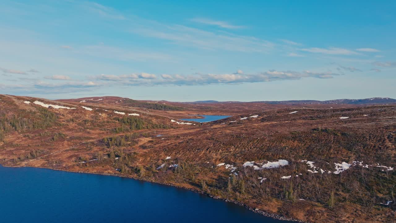Panoramic View Of Reinsjoen Lake At Daytime In Norway - Drone Shot