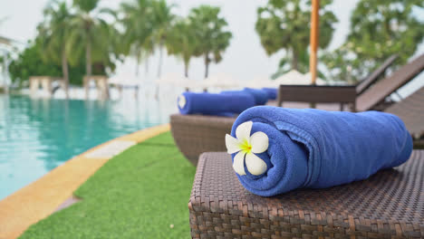 towel on beach chair - travel and vacation concept