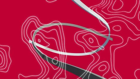 Animation-of-isohypses-and-ribbons-on-red-background