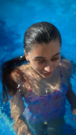 woman in a swimming pool